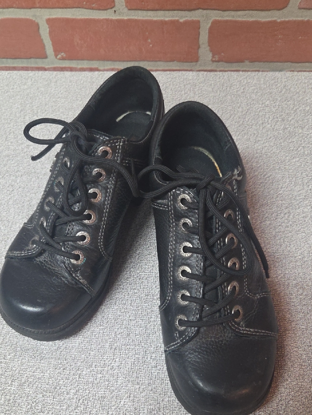 Harley-Davidson Black Leather Heeled Shoes Sz 8